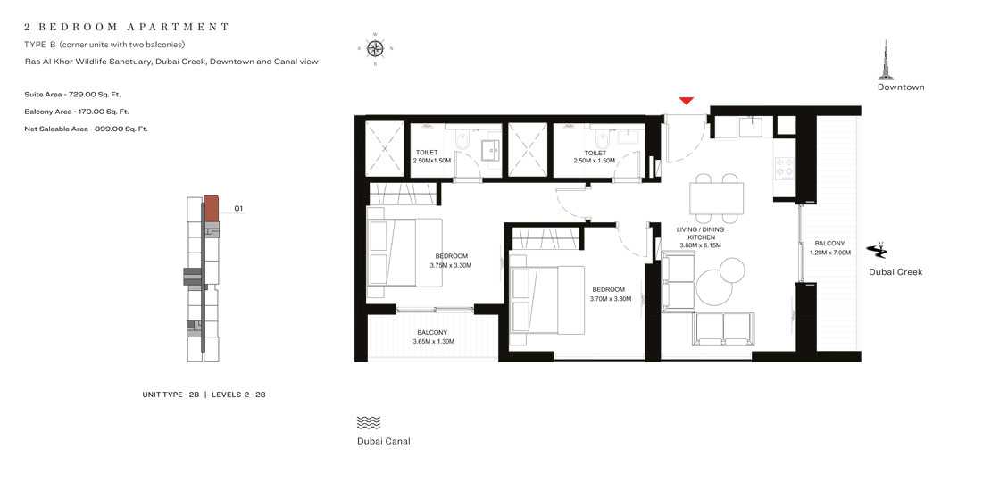 18798_2 BR-Apartment-Type-B, Size-899.00-sq.ft